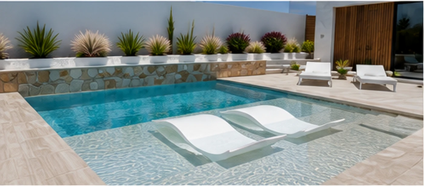 Piscina de obra a medida con playa húmeda